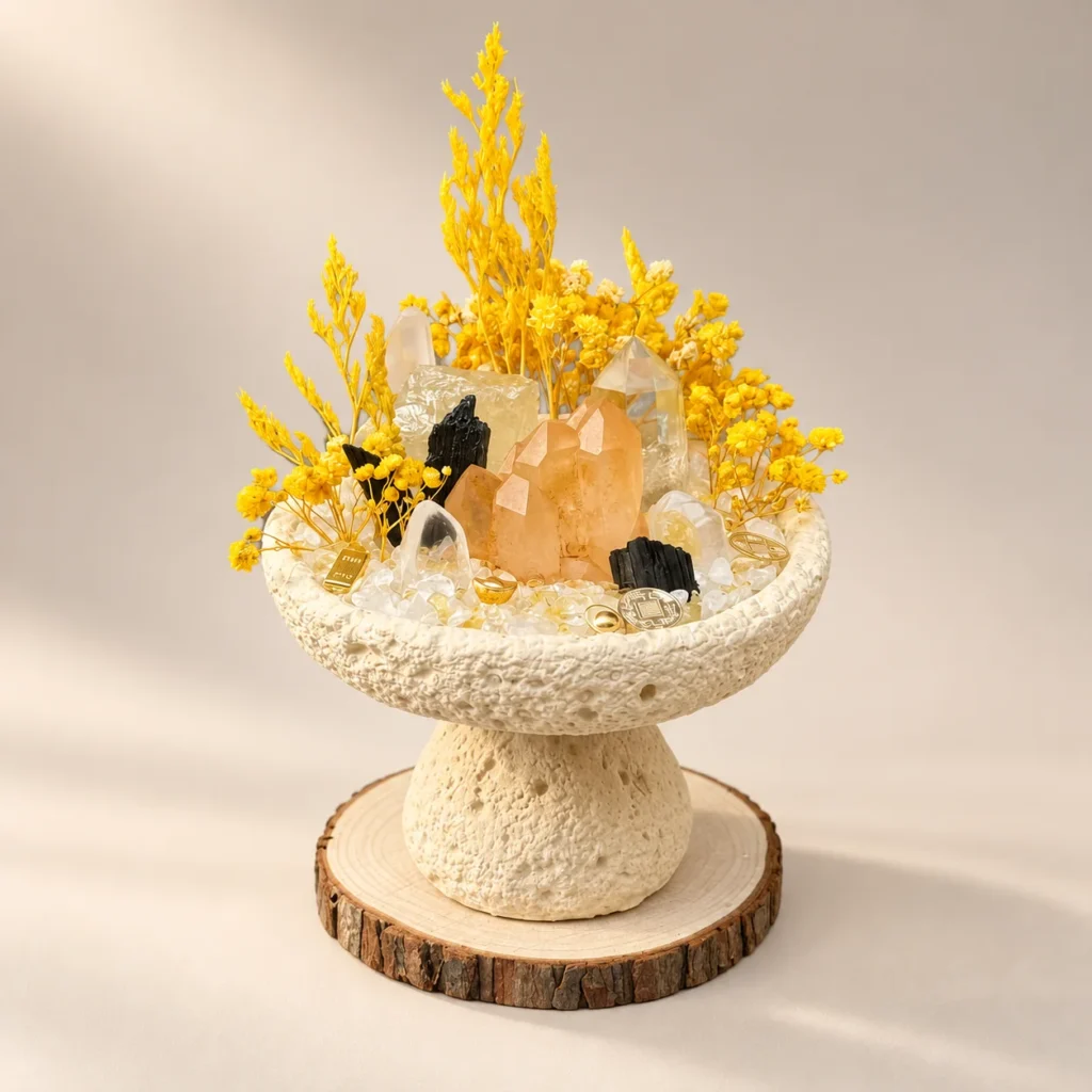 Golden Bloom Crystal Bowl