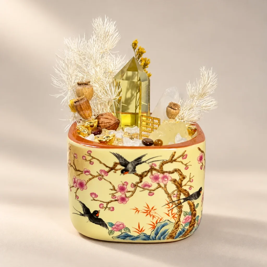 Spring Blessing Crystal Treasure Pot