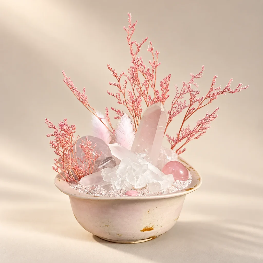Blush Feather Crystal Bowl