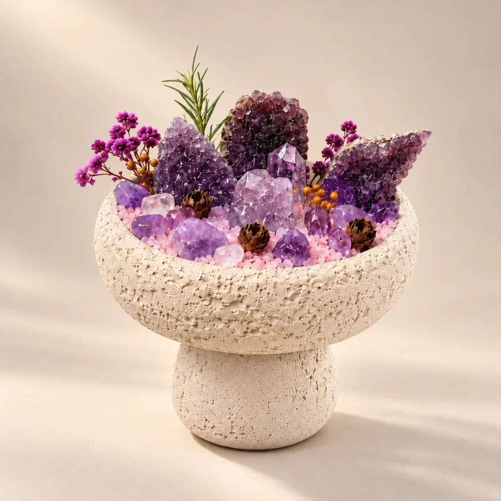 Ivory Violet Crystal Pedestal
