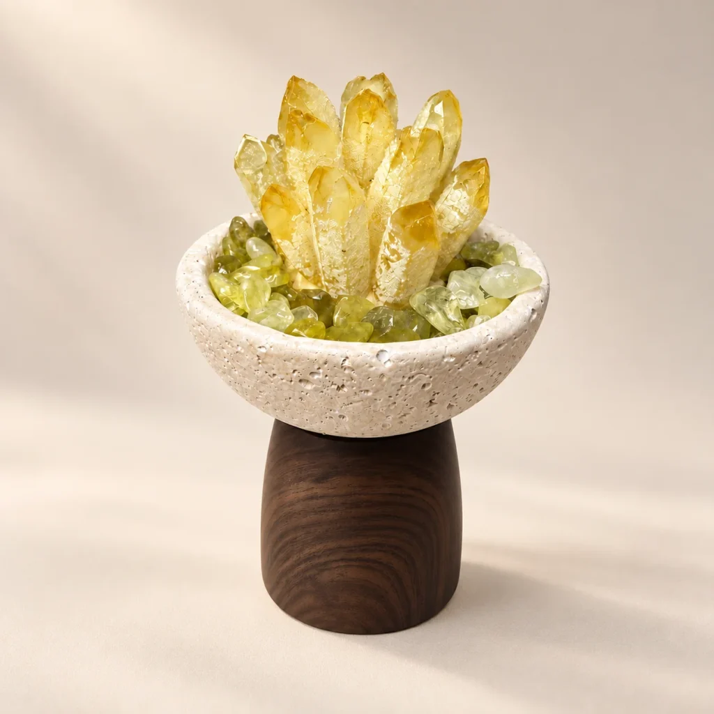 Sunrise Woodstand Crystal Bowl