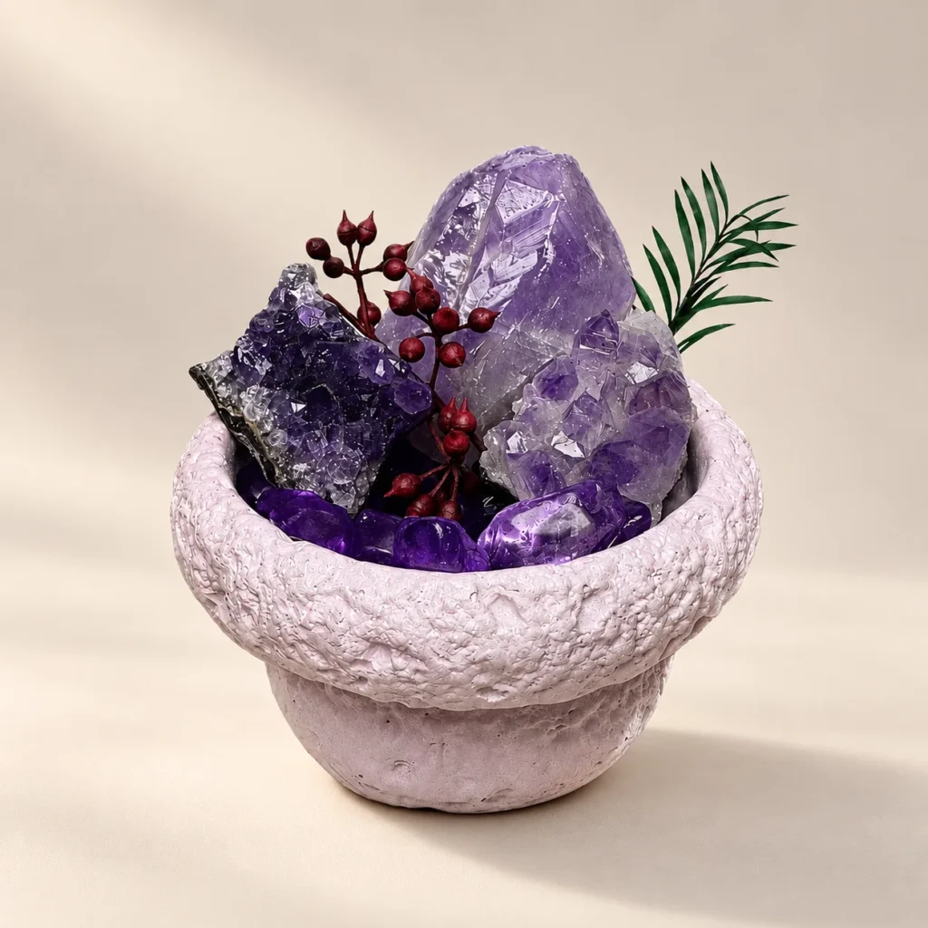 Violet Tea Garden Crystal Bowl